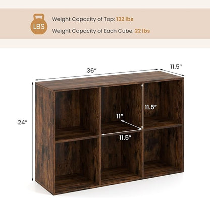 Giantex 6-Cube Bookcase, 3-Tier Cubby Bookshelf, Horizontal Vertical Display - Image 3
