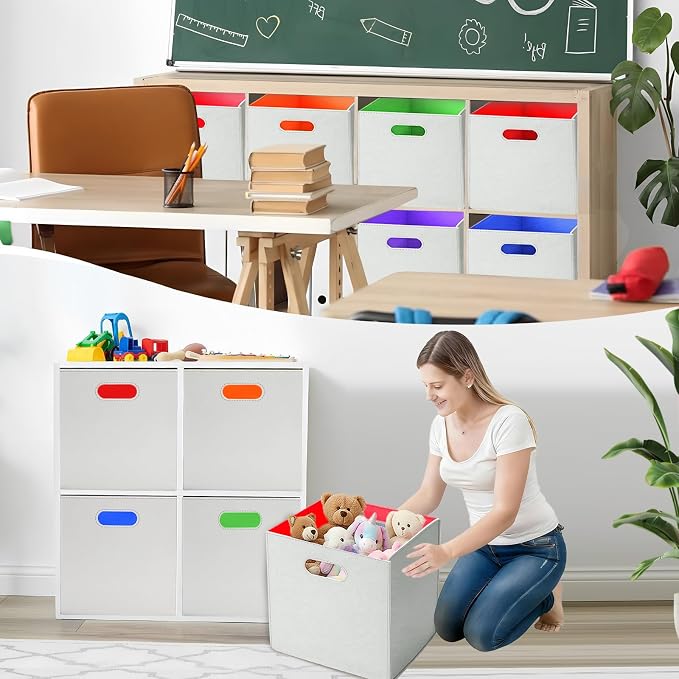 6 Pcs 11 Inch Colorful Felt Storage Cubes - Image 6