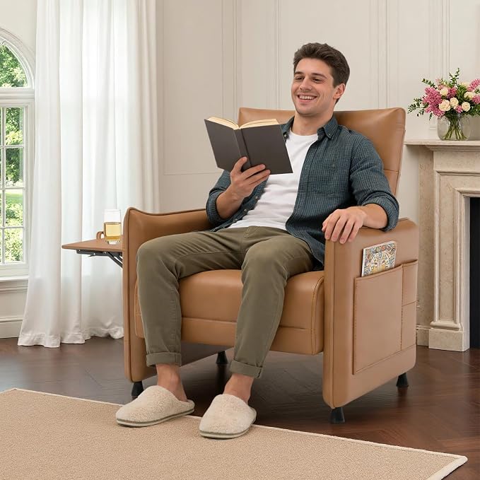 Upholstered Accent Sofa, Modern Faux Leather Chair - Image 3