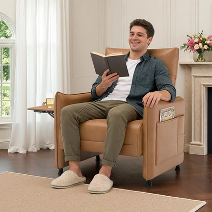 Upholstered Accent Sofa, Modern Faux Leather Chair - Image 3