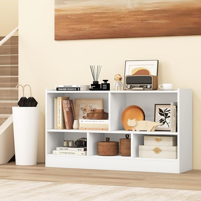 Giantex 5-Cube Bookcase, Freestanding 3-Tier Bookshelf - Image 2