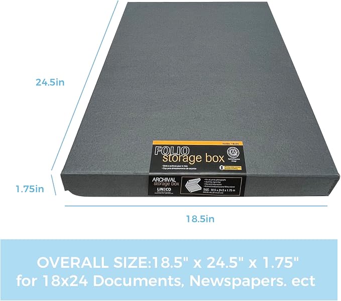 Lineco Clamshell Archival Storage Box, 18.5x24.5x1.75 Inch, Organize and Store - Image 2