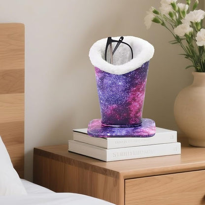 Plush Lined Eyeglasses Holder, Cute Magnetic PU Leather Glasses Stand Case - Image 3