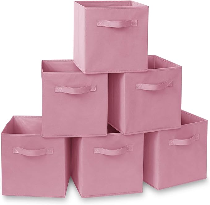 Casafield Set of 6 Collapsible Fabric Cube Storage Bins, Light Pink by Casafield