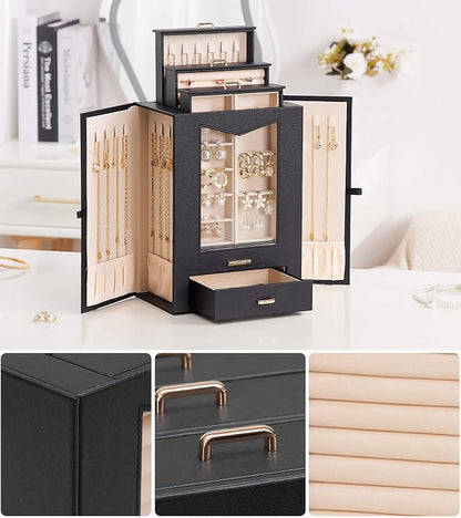 Homde Jewelry Organizer with Transparent Window Necklace Hooks Gift - Image 7