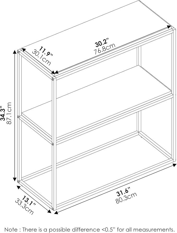 Furinno Moretti Modern Wide Stackable Metal Shelf, Columbia Walnut - Image 3