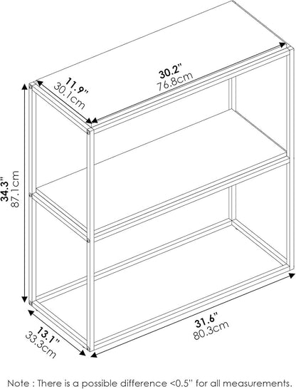 Furinno Moretti Modern Wide Stackable Metal Shelf, Columbia Walnut - Image 3