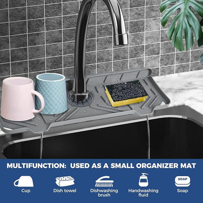 2 Pcs Silicone Faucet Handle Drip Catcher Tray, 2 in 1 Dish Soap Sponge Holder - Image 3