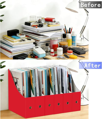 Limitliho 2 Pack Red Cardboard Magazine File Holder - Image 5