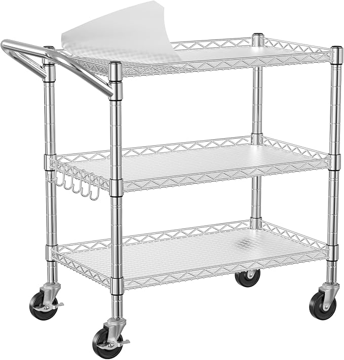 NTE 3 Tier Heavy Duty Rolling Utility Cart on Wheels, 990Lbs Capacity Rolling by NTE