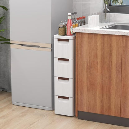 4-Drawer Narrow Storage Cabinet, Slim Rolling Cart | Mobile Plastic Cart - Image 2