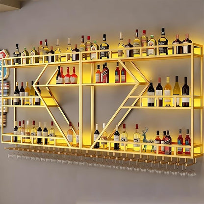 94.48in Metal Wine Rack Wall Mounted, Modern Wine Storage Rack Wall Mounted by AMHRICHO
