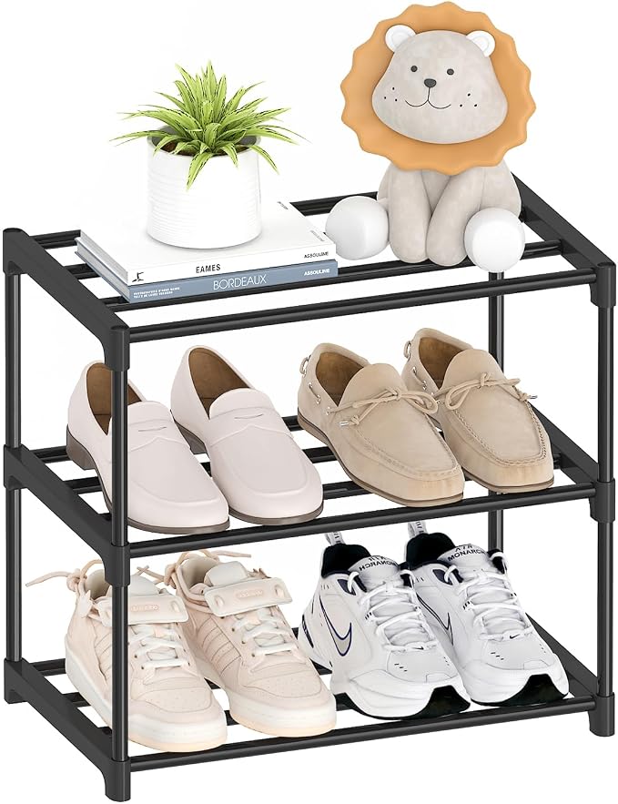 Autonomier 3 Tier Extra Small Shoe Rack, Narrow Stackable Shoe Shelf by Autonomier