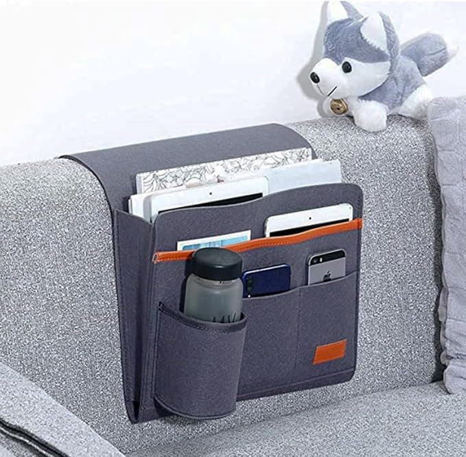 Bringsine Bedside Caddy, Felt Bed Storage Organizer Hanging Bag Holder - Image 3