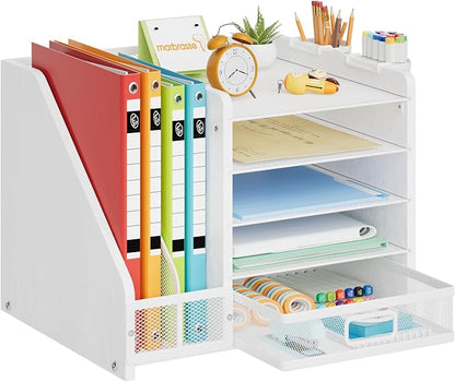 Marbrasse Desk Organizer with File Holder, 5-Tier Paper Letter Tray Organizer by Marbrasse