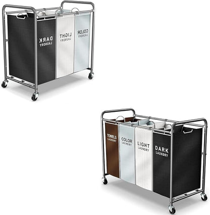 ROMOON Laundry Sorter 4 Section and 3 section, Separated Laundry Hamper Cart by ROMOON