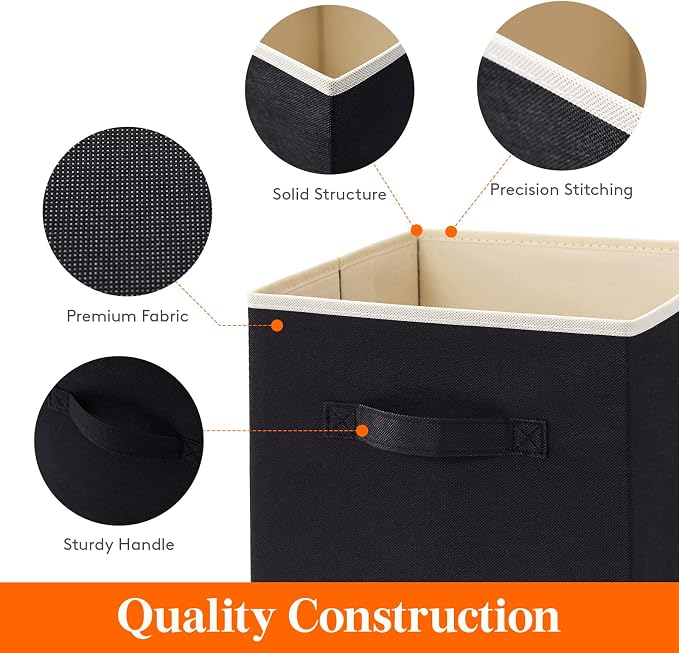 Lifewit Storage Cubes, 13 Inch Organizer Bins, 36L Black, 6 Packs | Foldable - Image 3