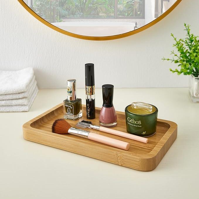 Qtip Holder with Vanity Tray, 3 Pack Glass Apothecary Jars with Lids, Bathroom - Image 4