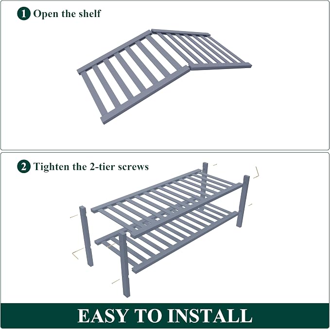 Smiry Bamboo Shoe Rack for Closet, 2 Tier Wooden Stackable Shoe Organizer - Image 6