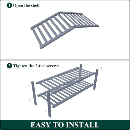 Smiry Bamboo Shoe Rack for Closet, 2 Tier Wooden Stackable Shoe Organizer - Image 6