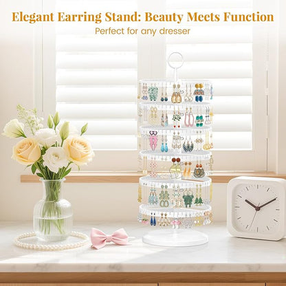 EsLuker.ly Earring Holder Organizer Rotating Stud Display Tree Rack, 6 Tier | - Image 7
