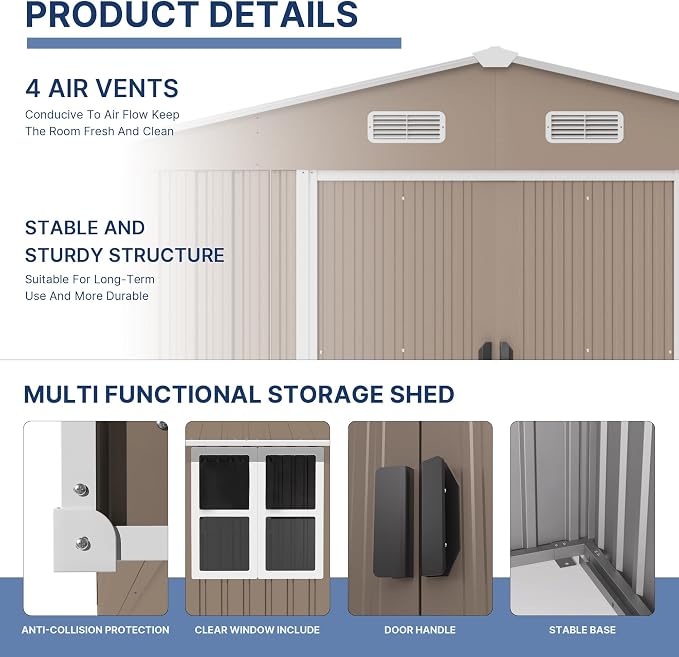 Kullavik 10FT x 8FT Outdoor Storage Shed - Image 3