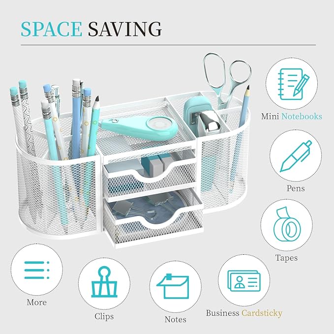 SUPEASY Mesh Desk Organizer, Desk Organizers and Accessories, Pen Holder - Image 4