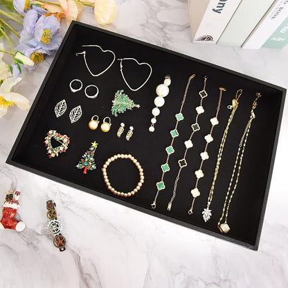 Velvet Jewelry Tray for Drawers Black Jewelrys Display Tray Stackable Jewelry - Image 4