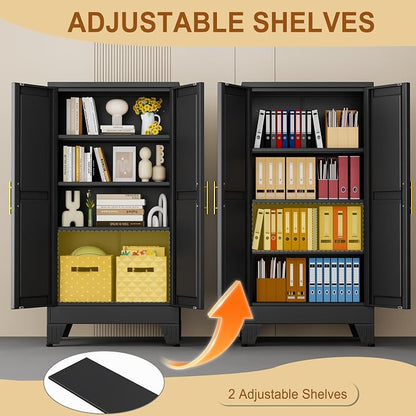 47" Black Metal Storage Cabinet - Image 6