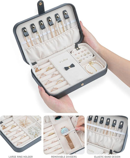 Travel Jewelry Box for Women Travel Jewelry Box Organizer, 2 Tier Portable - Image 2