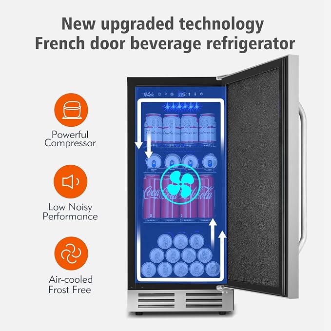 15 Inch Outdoor Beverage Refrigerator Cooler, Stainless Steel 127 Cans Beverage - Image 7