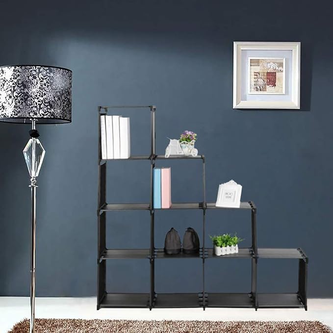 10-Cube Storage Organizer Rack, Staircase Organizer Modular Bookcase, DIY - Image 2