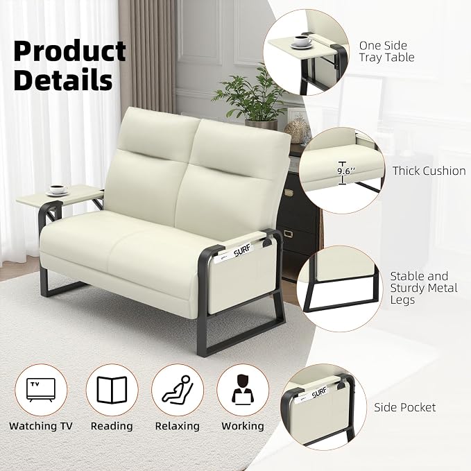 Faux Leather Loveseat, Upholstered Loveseat - Image 8