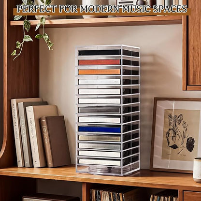 Ripeng 360° Rotating Double-Sided Cassette Tape Storage Tower, Retro Music - Image 4