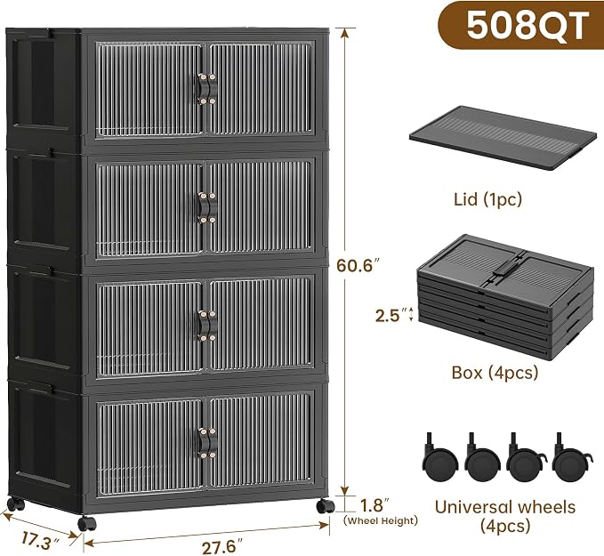 SAILUN 127Gal/508Qt Stackable Storage Bins Folding Collapsible Storage Bins - Image 2