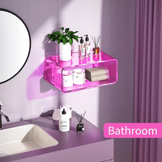 Acrylic Floating Nightstand, Bedside Table, Nightstand Shelf Wall Mounted - Image 7