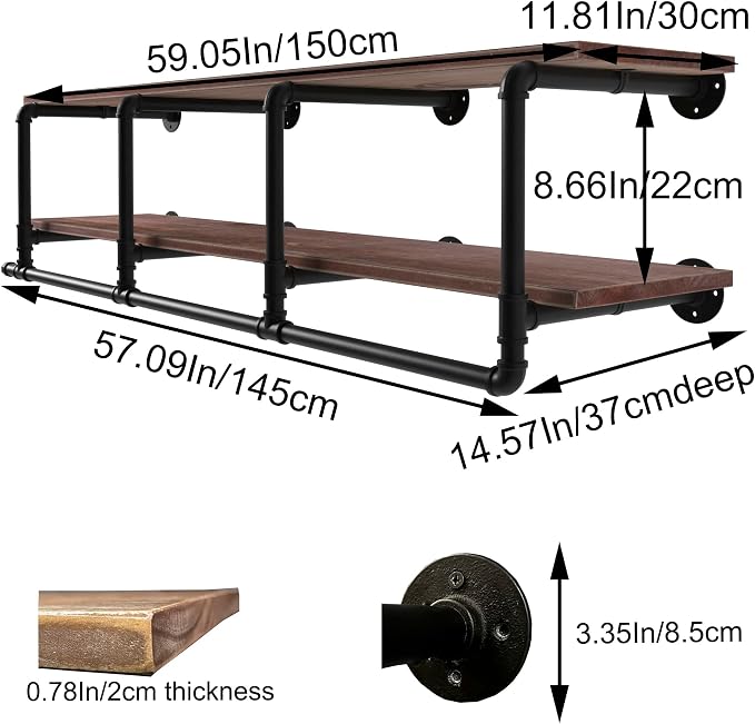 60In Industrial Pipe Clothing Rack - Image 6