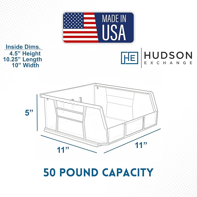 HE HUDSON EXCHANGE 11" x 11" x 5" Plastic Stackable Storage Bin - Image 3