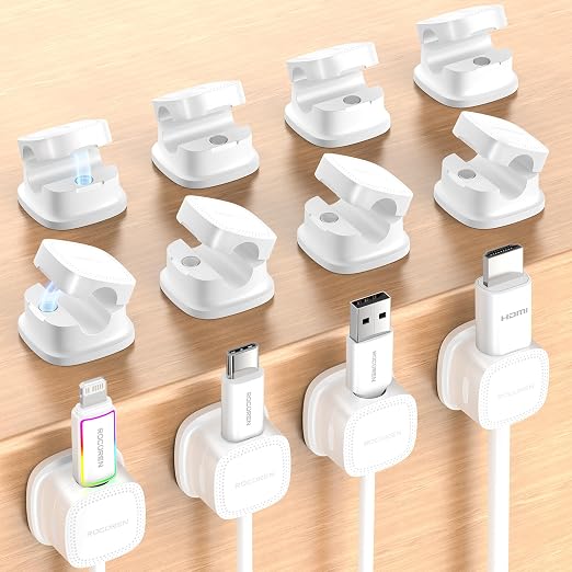 12-Pack Magnetic Cable Clips Cord Organizer-Cable Smooth Adjustable, Rocoren by Rocoren