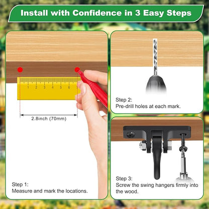 SELEWARE Heavy Duty Black Swing Hangers 2400LB Capacity Porch Swing Hanger | - Image 8