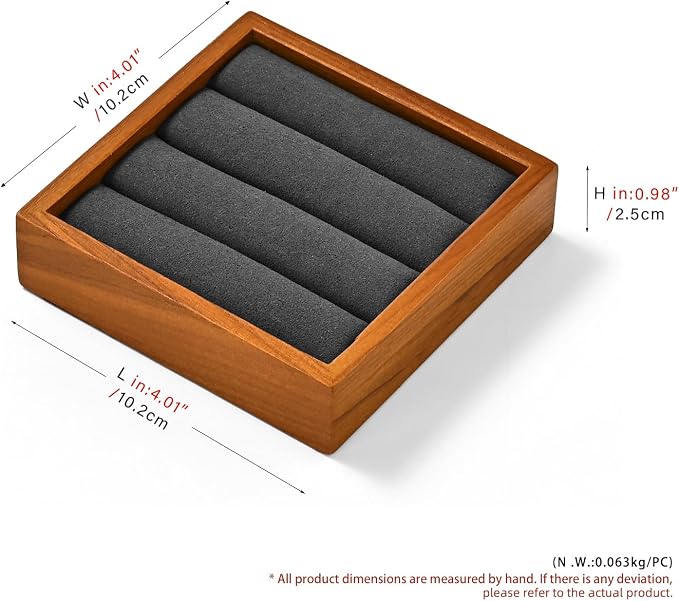 Solid Wood 3-Slots Jewelry Ring Display Tray Showcase Small Jewelry Display - Image 7