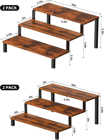 Set of 4 Wooden Display Stand Riser, 3 Tier Perfume Organizer Stand Cupcake - Image 7