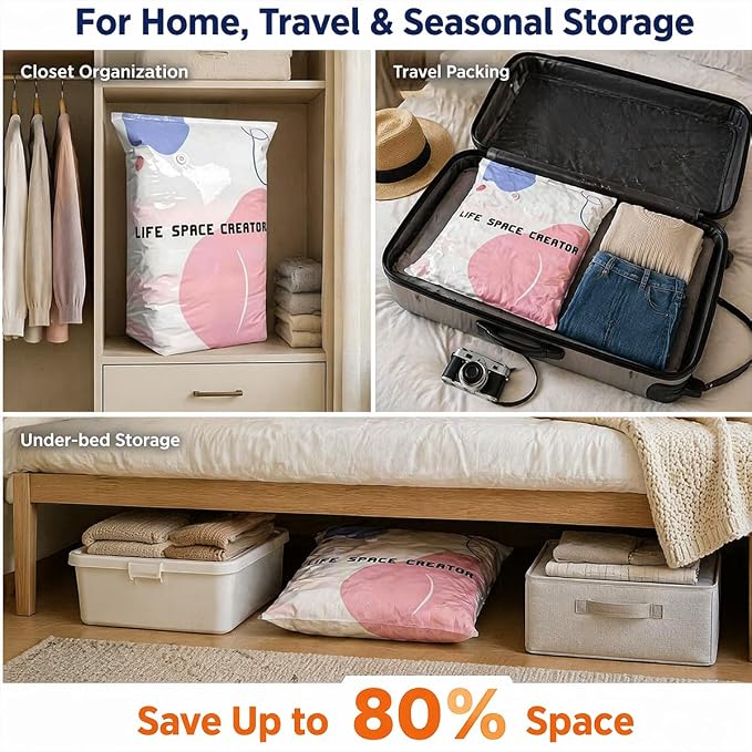 2Pcs No Pump Vacuum Storage Bags, Cube Compression Space Saver Bags - Image 3