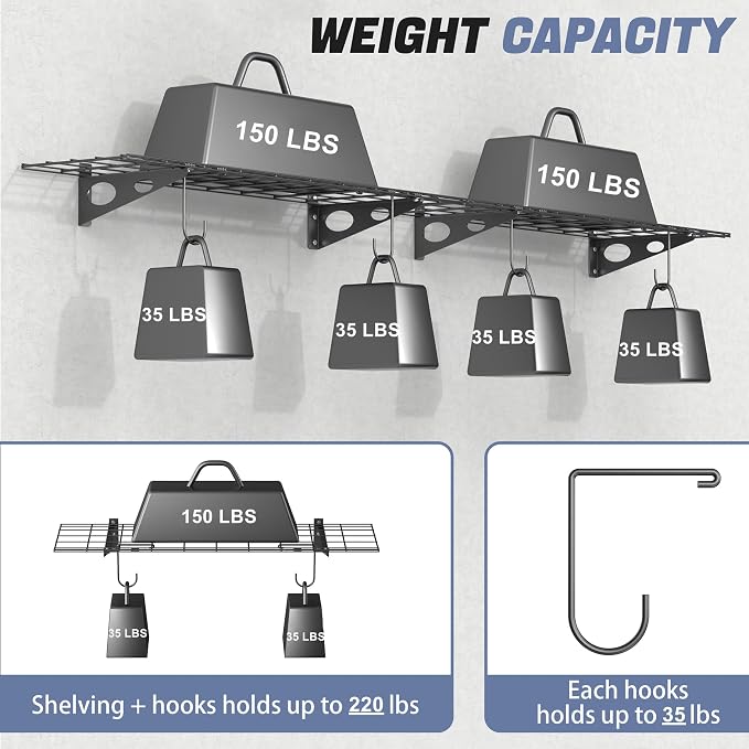 WALMANN 2 Pack Garage Wall Shelves, 1 x 4 ft/12 * 48 inch Wall Mounted Storage - Image 6