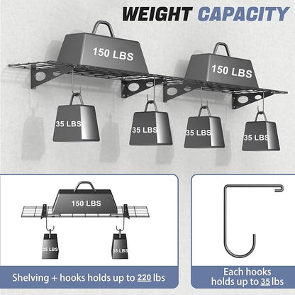 WALMANN 2 Pack Garage Wall Shelves, 1 x 4 ft/12 * 48 inch Wall Mounted Storage - Image 6