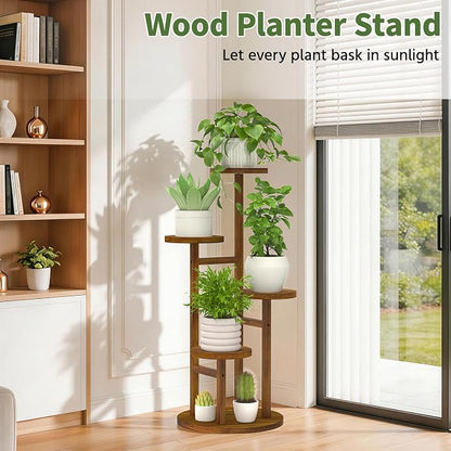 LASZOLA 4 Tiered Wood Plant Stand Indoor Corner, Flower Holder Rack Tall - Image 4