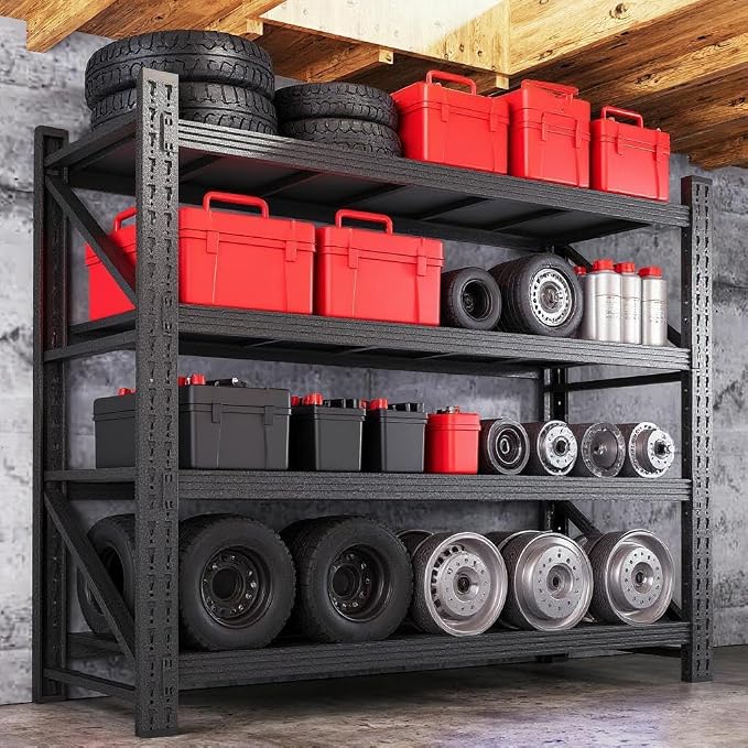 59" W Garage Shelving Heavy Duty, 4 Tier Metal Garage Shelves Adjustable - Image 6