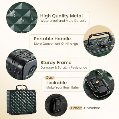Makeup Box with Magnetic Lighted Up Mirror Makeup Organizer Box Travel Cosmetic - Image 5