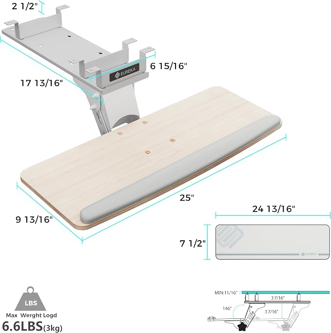 EUREKA ERGONOMIC Keyboard Tray Height Adjustable, Swivel Tilt Computer Keyboard - Image 2