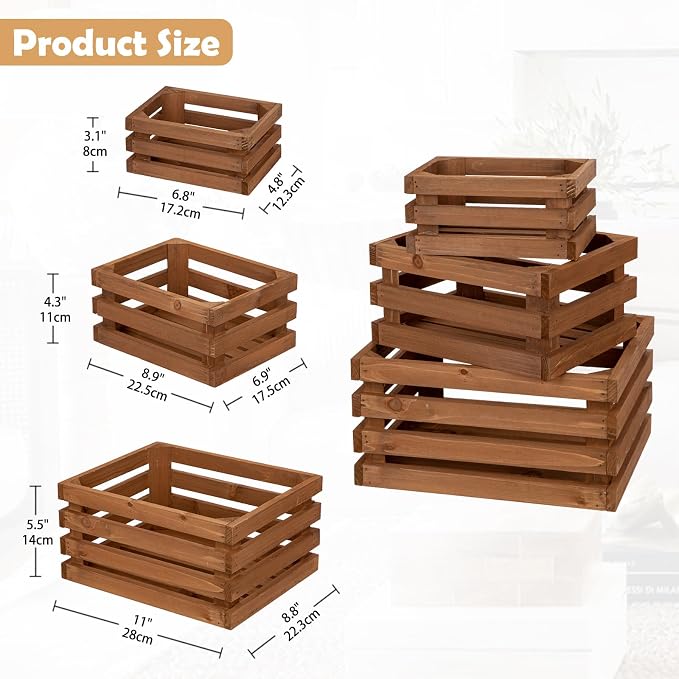 Set of 3 Nesting Wooden Storage Crates - Image 5